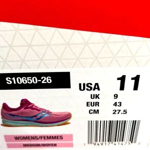 Size 11 Womens Saucony Ride 14. Future Pink and rose colored. Never worn.
